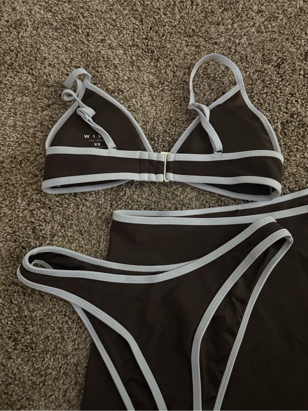Wilo the Label- 👙 3PC Contrast Bikini With Skirt in Chocolate - Picture 4 of 6